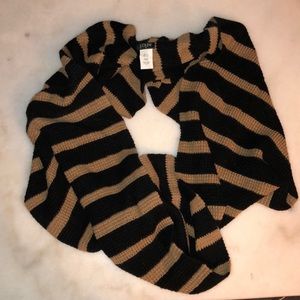 J crew Black and Tan striped infinity scarf